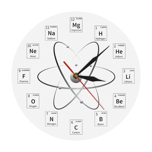 Chemical Element Periodic Wall Clock Chemistry Time Keeper Room Accents Classroom Wall Art Chemical Symbols Modern Wall Clock