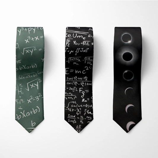 Men's Fashion digital equation 3D Printed Ties 8cm Black Creative Novelty Necktie Tie For Men Unique Party Wedding Accessories