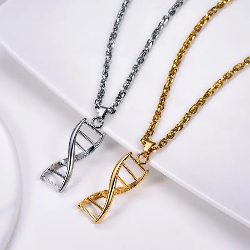 Stainless steel DNA Dainty Pendant Necklaces for Women Men Chemical Molecules Choker Science Jewelry Teacher Gifts meaningful ac