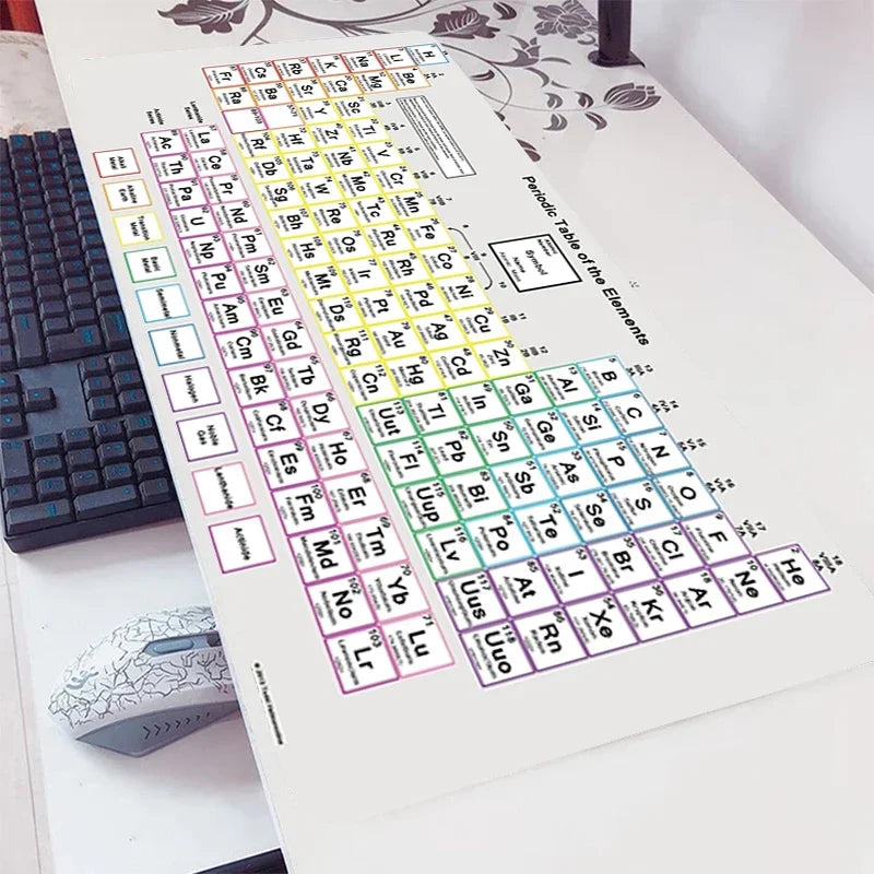 Periodic Table of Elements Mouse Pad Gamer Extended Desk Mat Non Slip Rubber Base Stitched Edge Gaming Office Desktop Large Mice