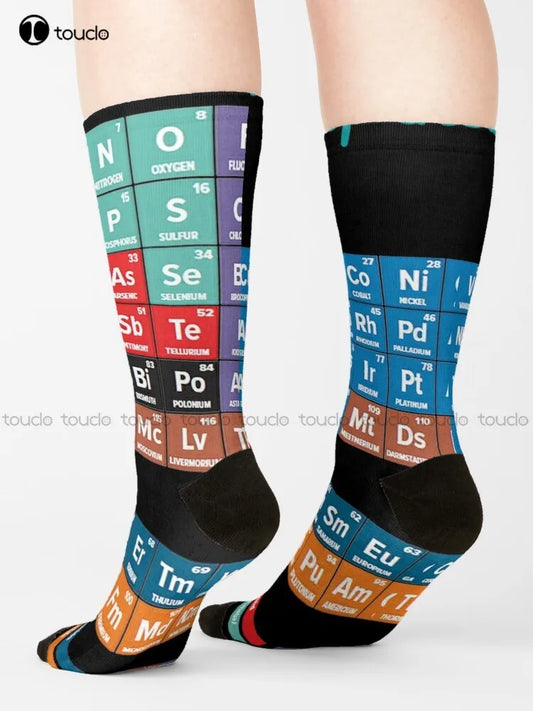 Periodic Table Of The Elements Socks Black Soccer Socks Cartoon Comfortable Best Girls Sports Street Skateboard Socks Streetwear