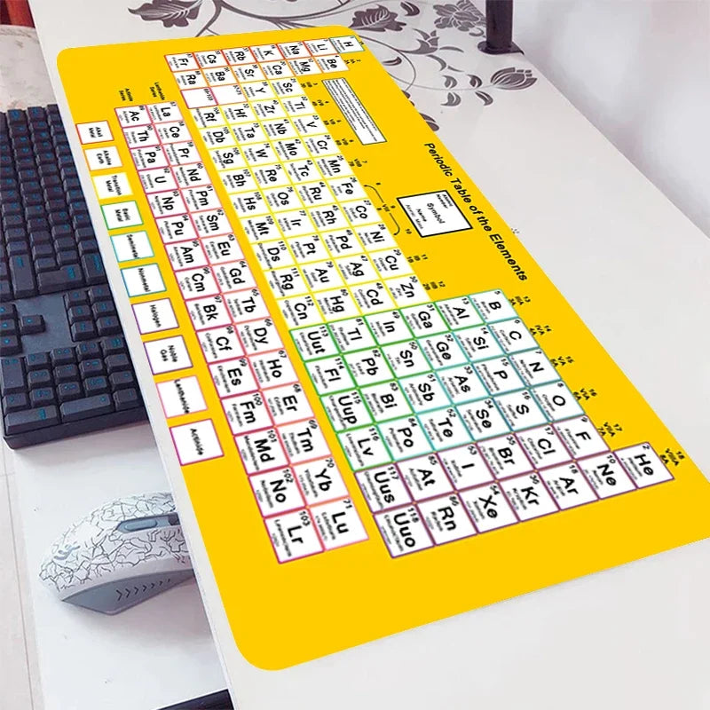 Periodic Table of Elements Mouse Pad Gamer Extended Desk Mat Non Slip Rubber Base Stitched Edge Gaming Office Desktop Large Mice