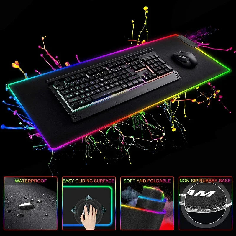 Hot selling items Periodic Table of the Elements Mouse Pad Gamer RGB Gaming Large Keyboard Mat LED Light Desk Pad Computer Pads