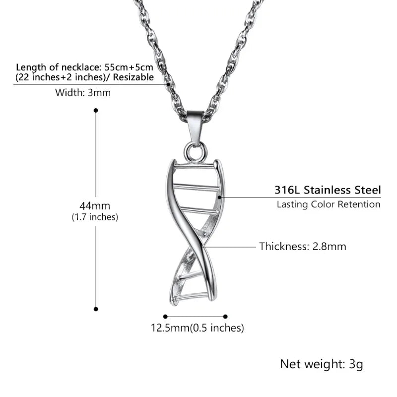 Stainless steel DNA Dainty Pendant Necklaces for Women Men Chemical Molecules Choker Science Jewelry Teacher Gifts meaningful ac