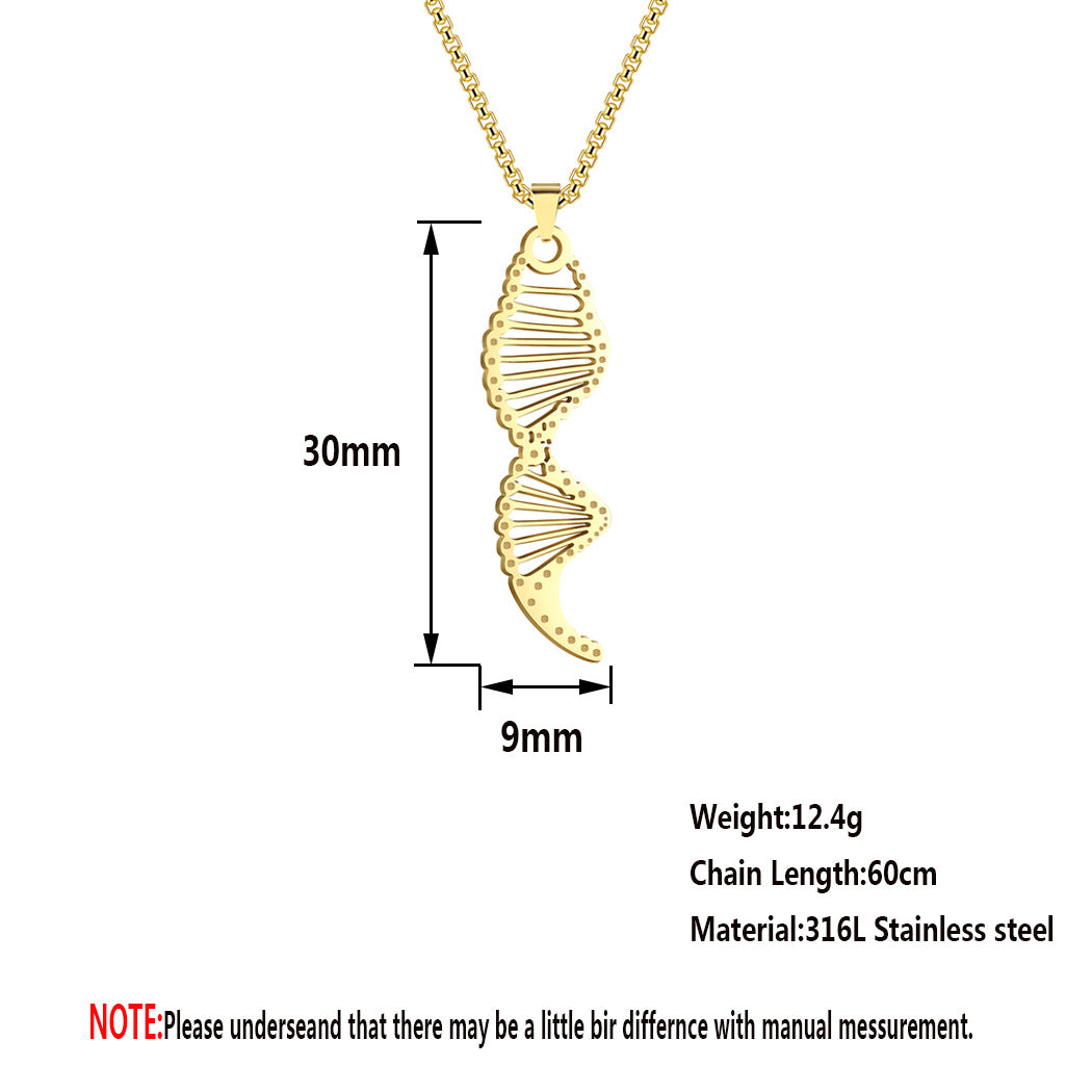 Gold Color Molecule DNA Pendant Necklace Men Chemistry Polygon Stainless Steel Jewelry Science Chemistry Necklaces Silver Plated