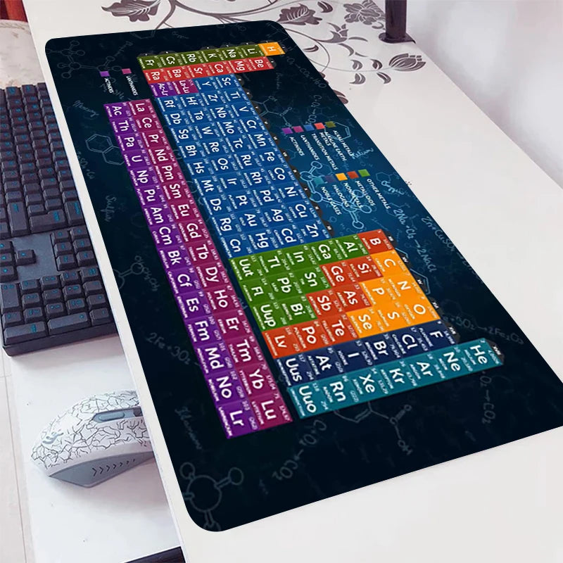 Periodic Table of Elements Mouse Pad Gamer Extended Desk Mat Non Slip Rubber Base Stitched Edge Gaming Office Desktop Large Mice