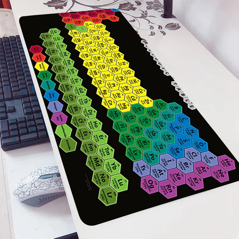 Periodic Table of Elements Mouse Pad Gamer Extended Desk Mat Non Slip Rubber Base Stitched Edge Gaming Office Desktop Large Mice